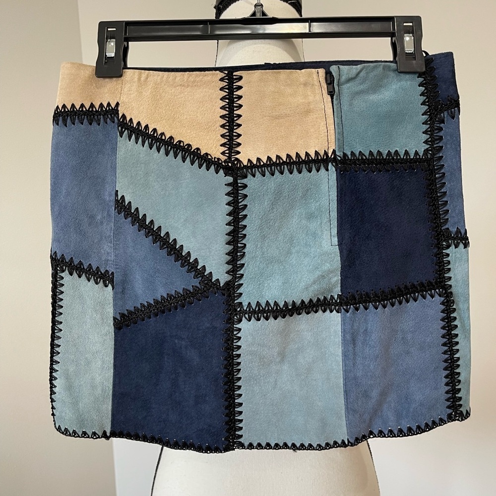 Zara size small patchwork suede leather mini skirt concert festival going out - Picture 11 of 11